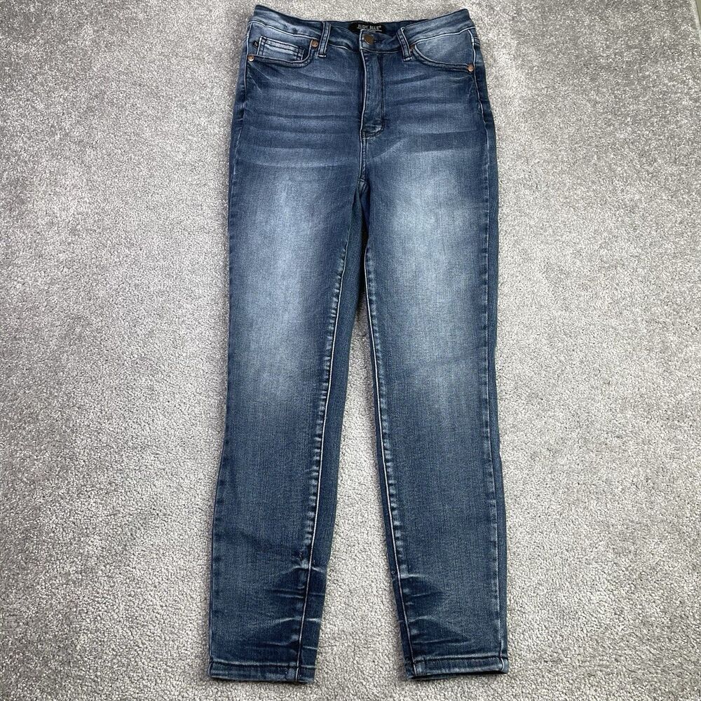 Judy Blue Jeans Women’s 7/28 Blue Skinny High Rise Dark Wash Faded Stretch